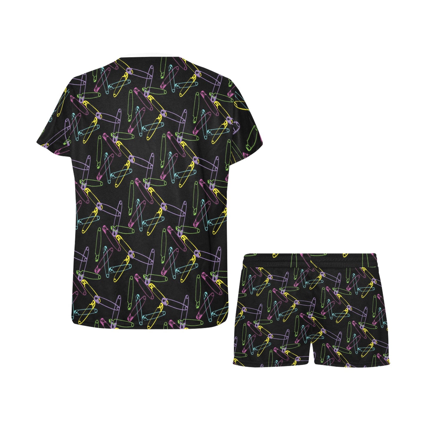 Safety Pin Print Design LKS304 Women's Short Pajama Set