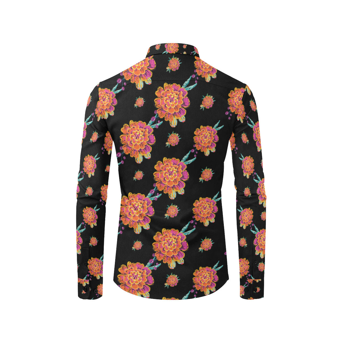 Marigold Pattern Print Design 01 Men's Long Sleeve Shirt