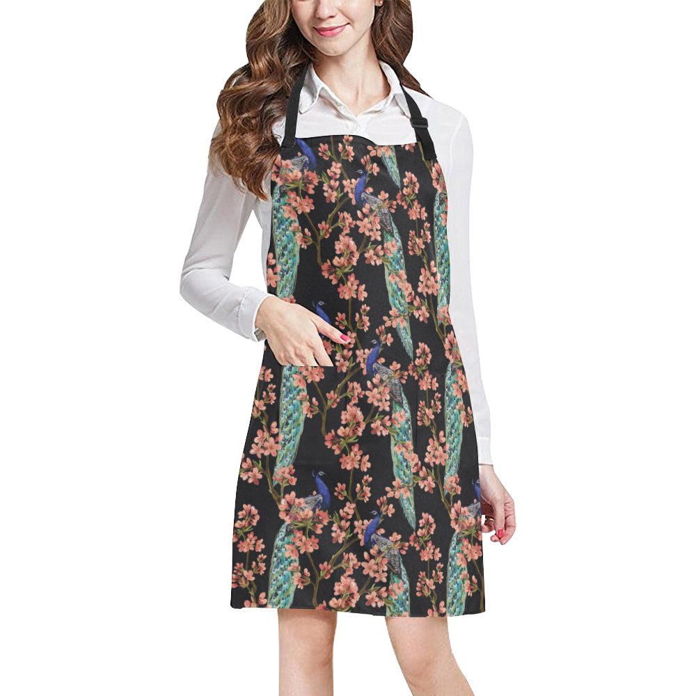 Peacock Pattern Print Design A01 Apron with Pocket