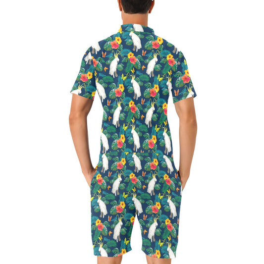 Cockatoo Tropical Pattern Print Design 02 Men's Romper