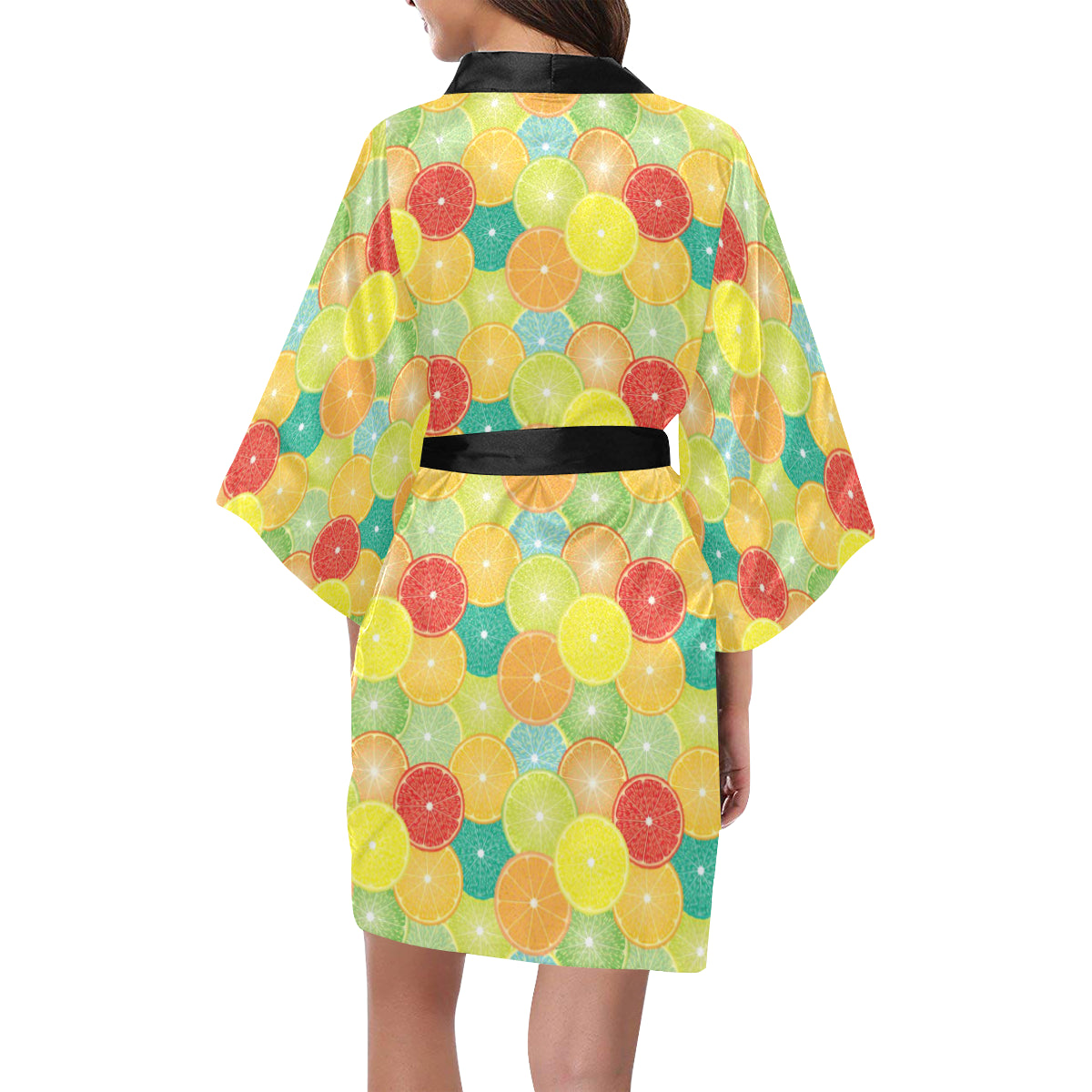 Citrus Pattern Print Design 01 Women's Short Kimono