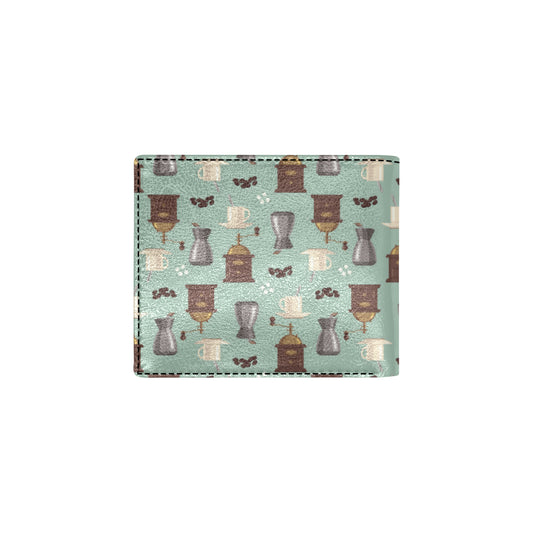 Coffee Pattern Print Design 04 Men's ID Card Wallet
