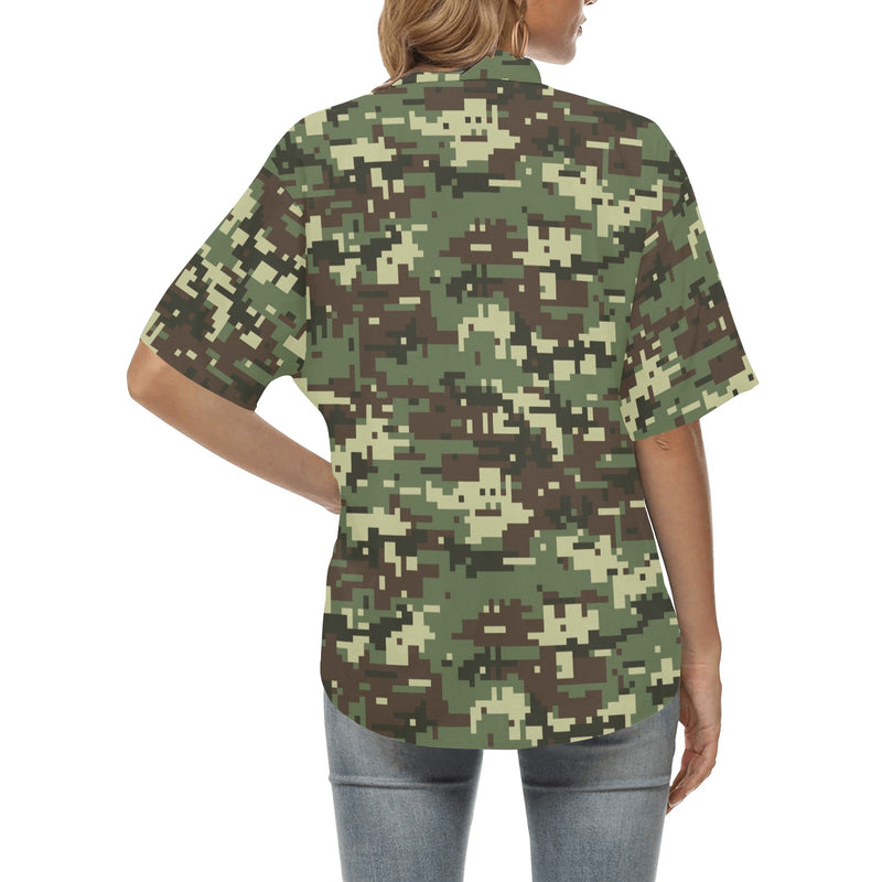 ACU Digital Army Camouflage Women's Hawaiian Shirt