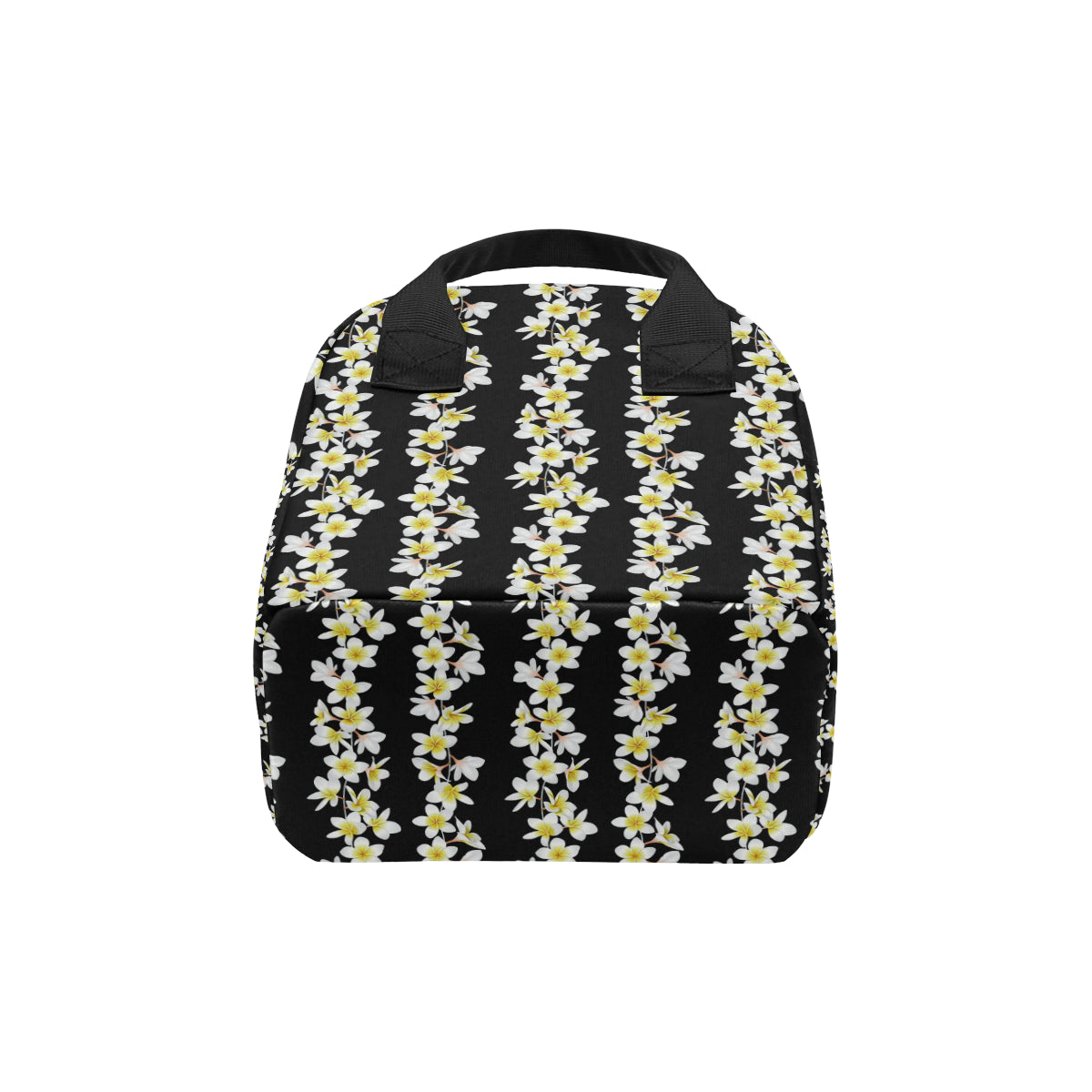 White Plumeria Pattern Print Design PM08 Insulated Lunch Bag