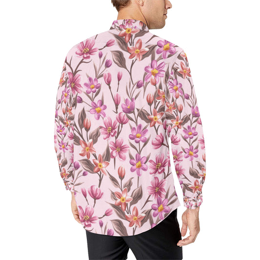 Summer Floral Pattern Print Design SF09 Men's Long Sleeve Shirt