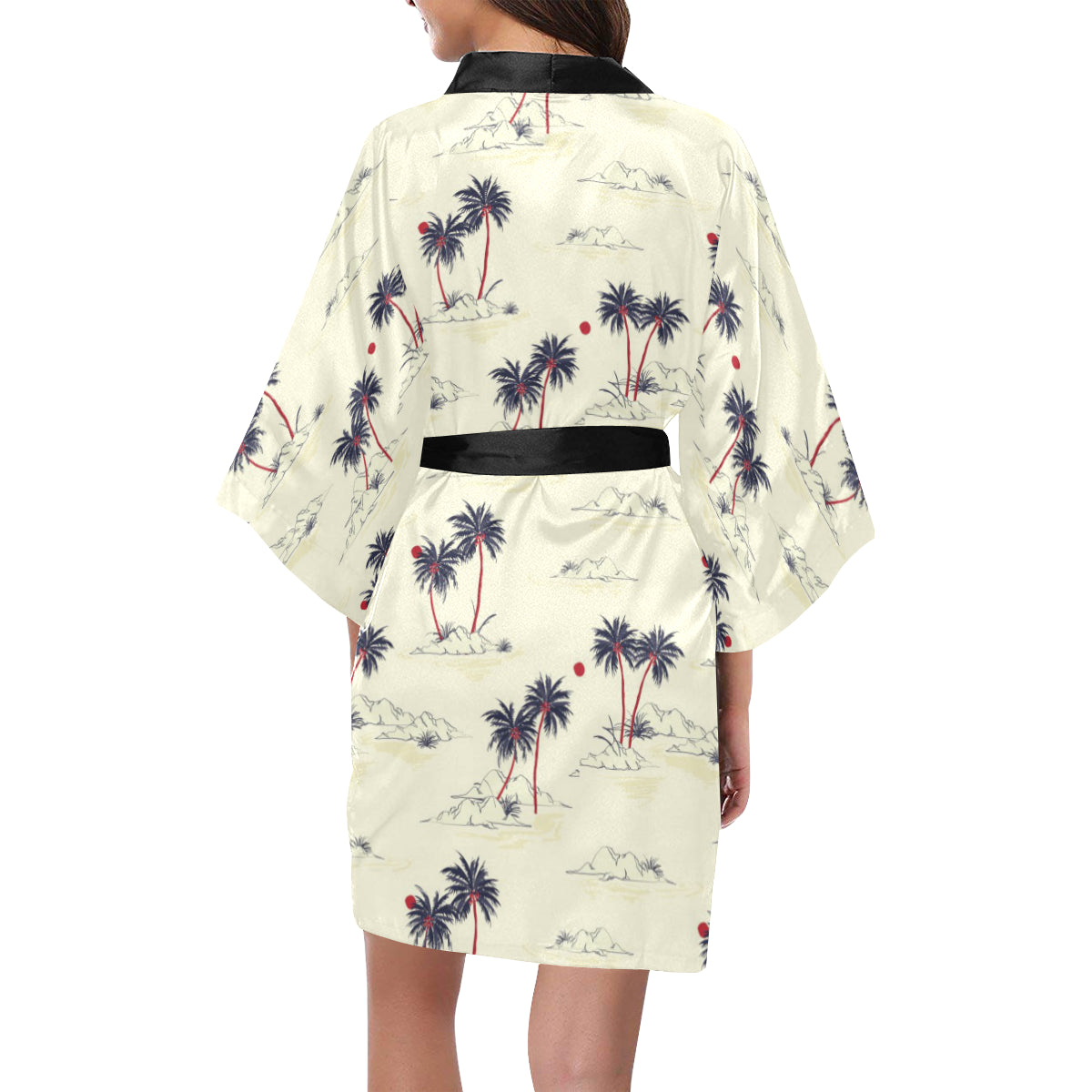 Palm Tree Pattern Print Design PT08 Women Kimono Robe