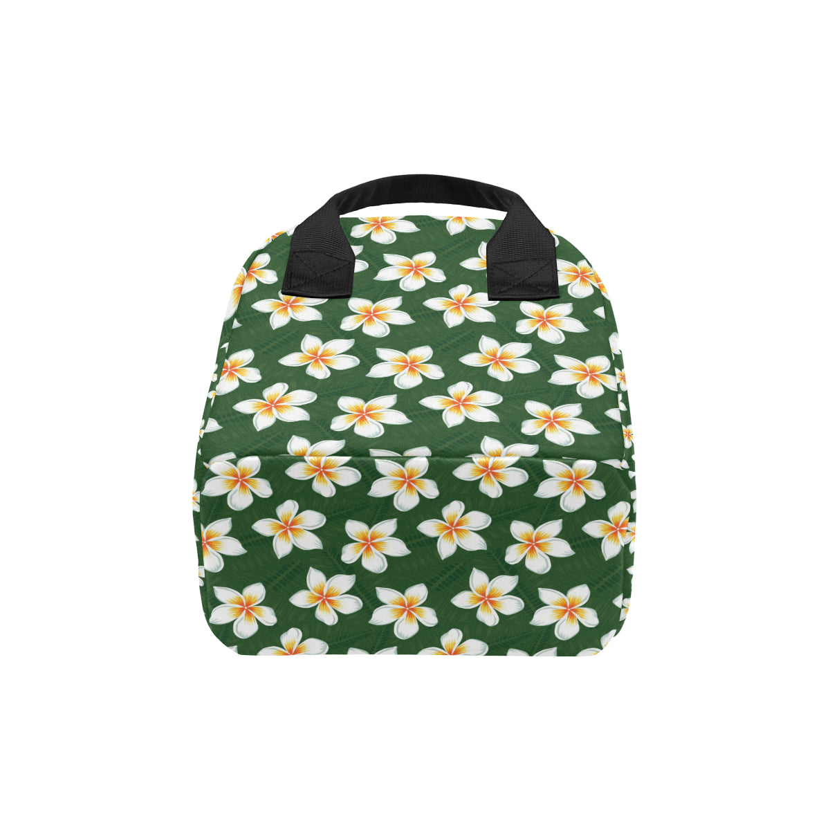 White Plumeria Pattern Print Design PM020 Insulated Lunch Bag
