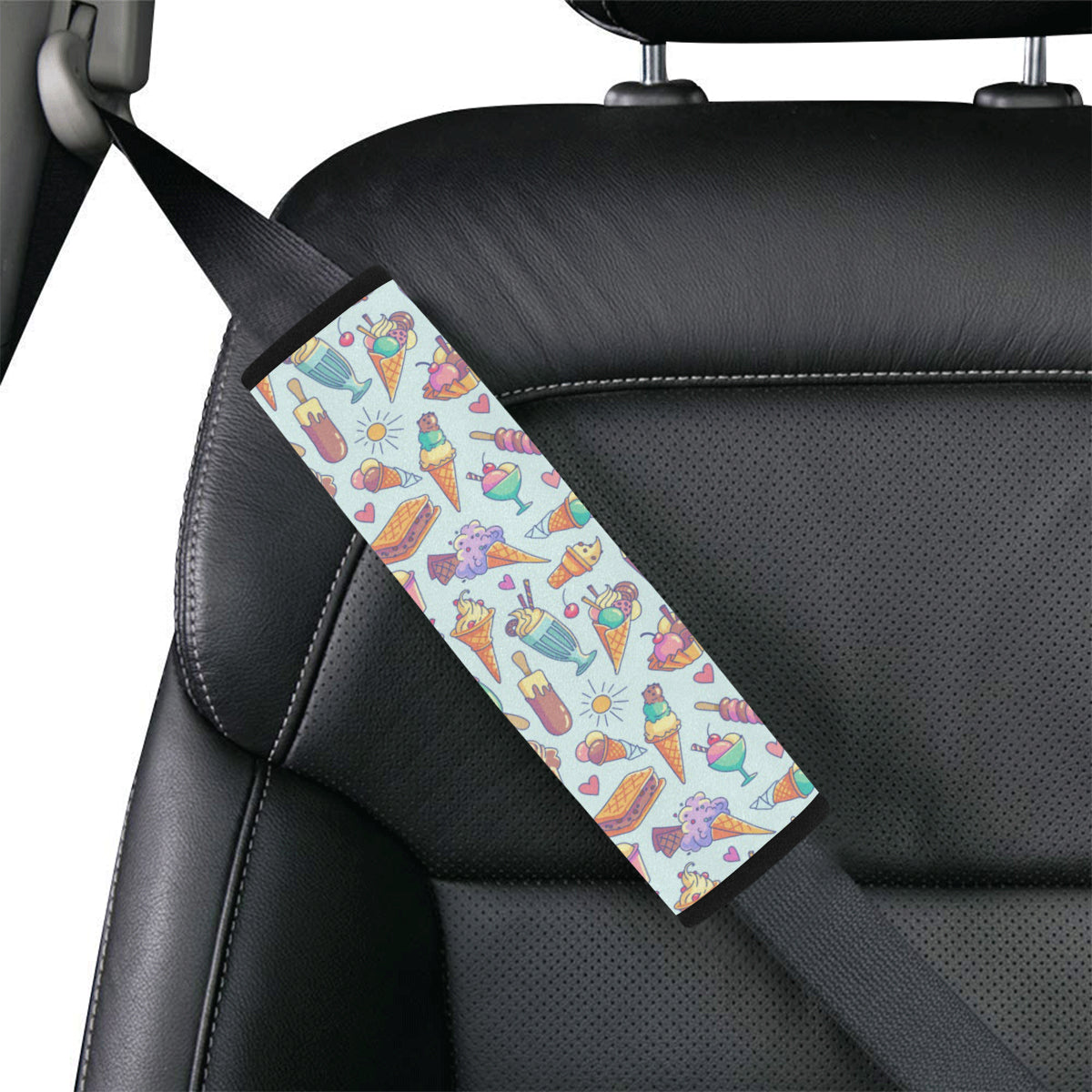 Ice Cream Pattern Print Design IC02 Car Seat Belt Cover