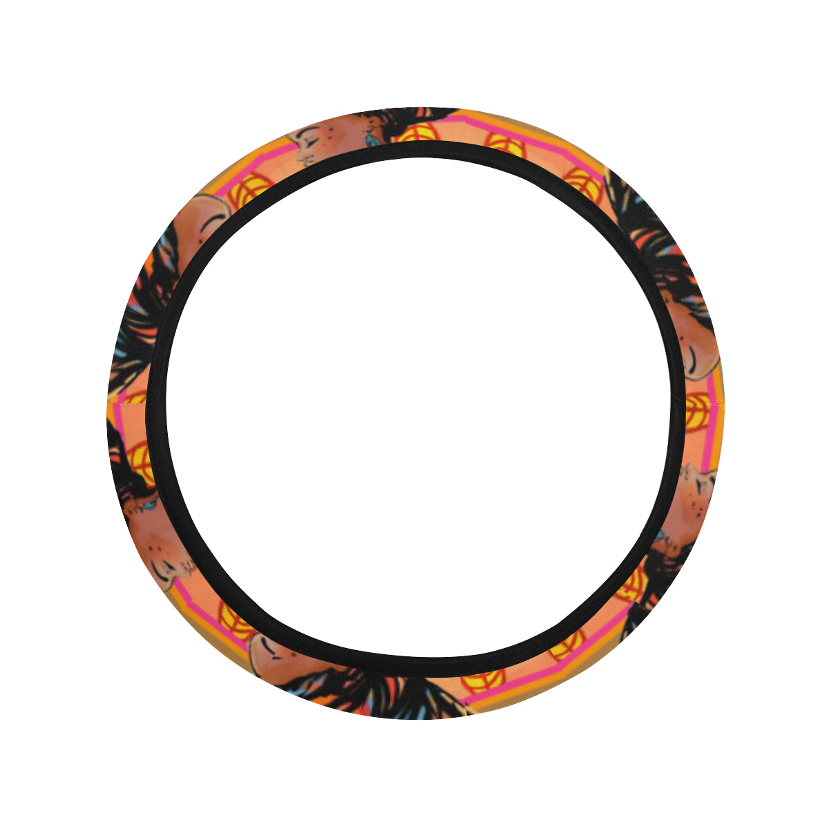 African Girl Aztec Steering Wheel Cover with Elastic Edge