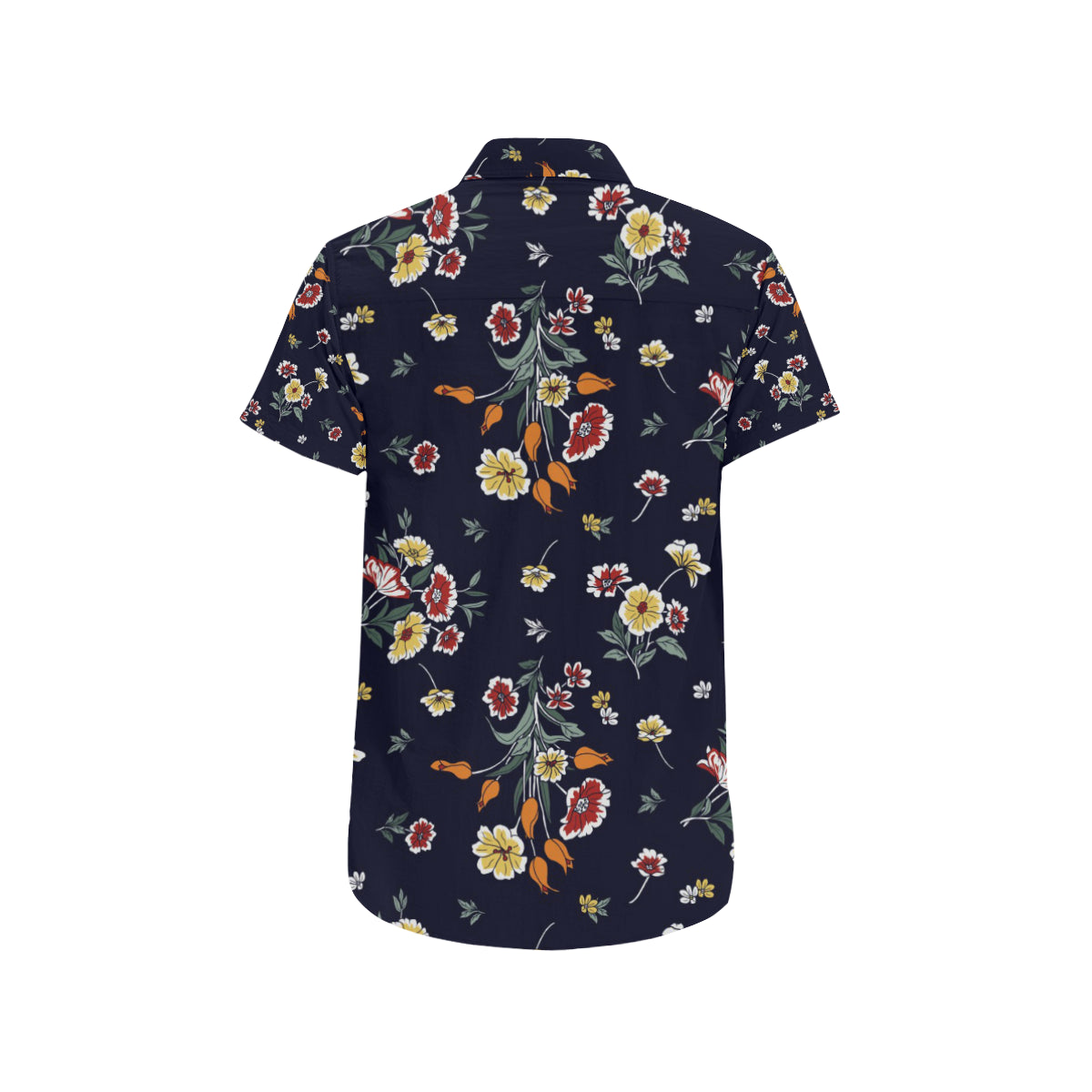 Summer Floral Pattern Print Design SF01 Men's Short Sleeve Button Up Shirt