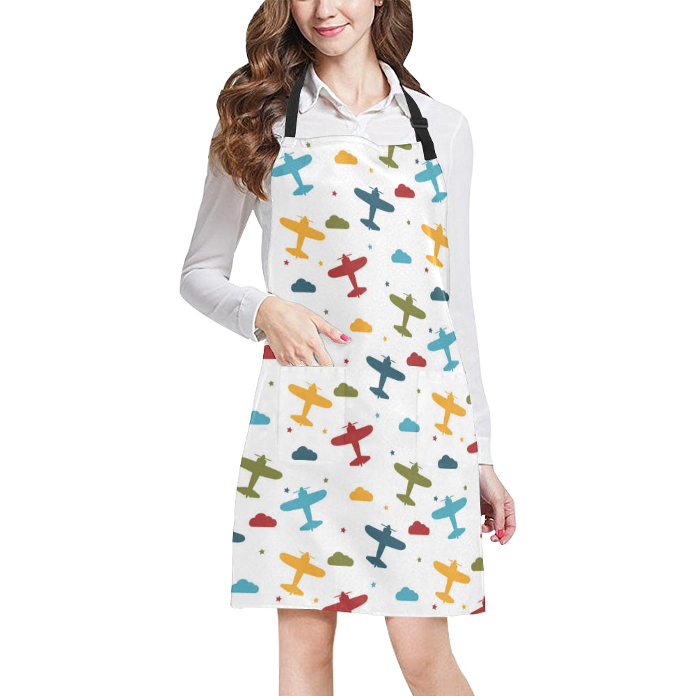 Airplane Pattern Print Design 06 Apron with Pocket