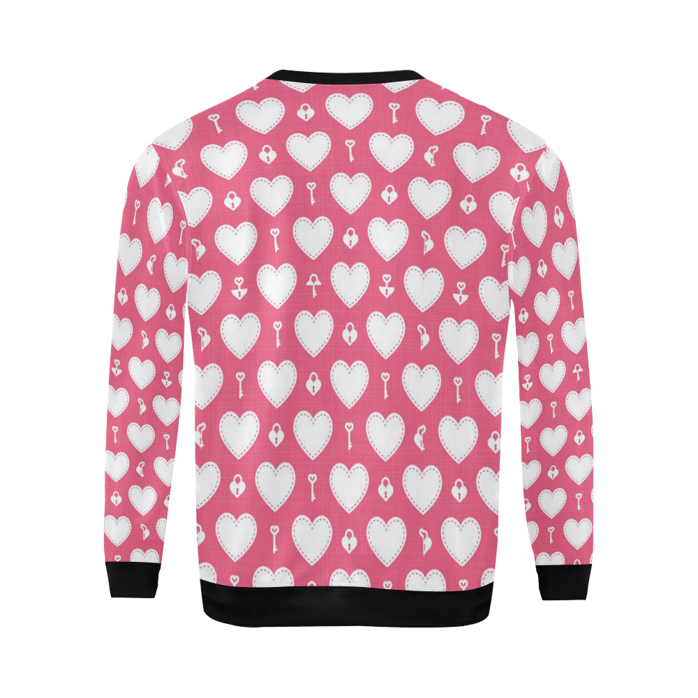 Heart Key Pattern Print Design HE09 Men Long Sleeve Sweatshirt