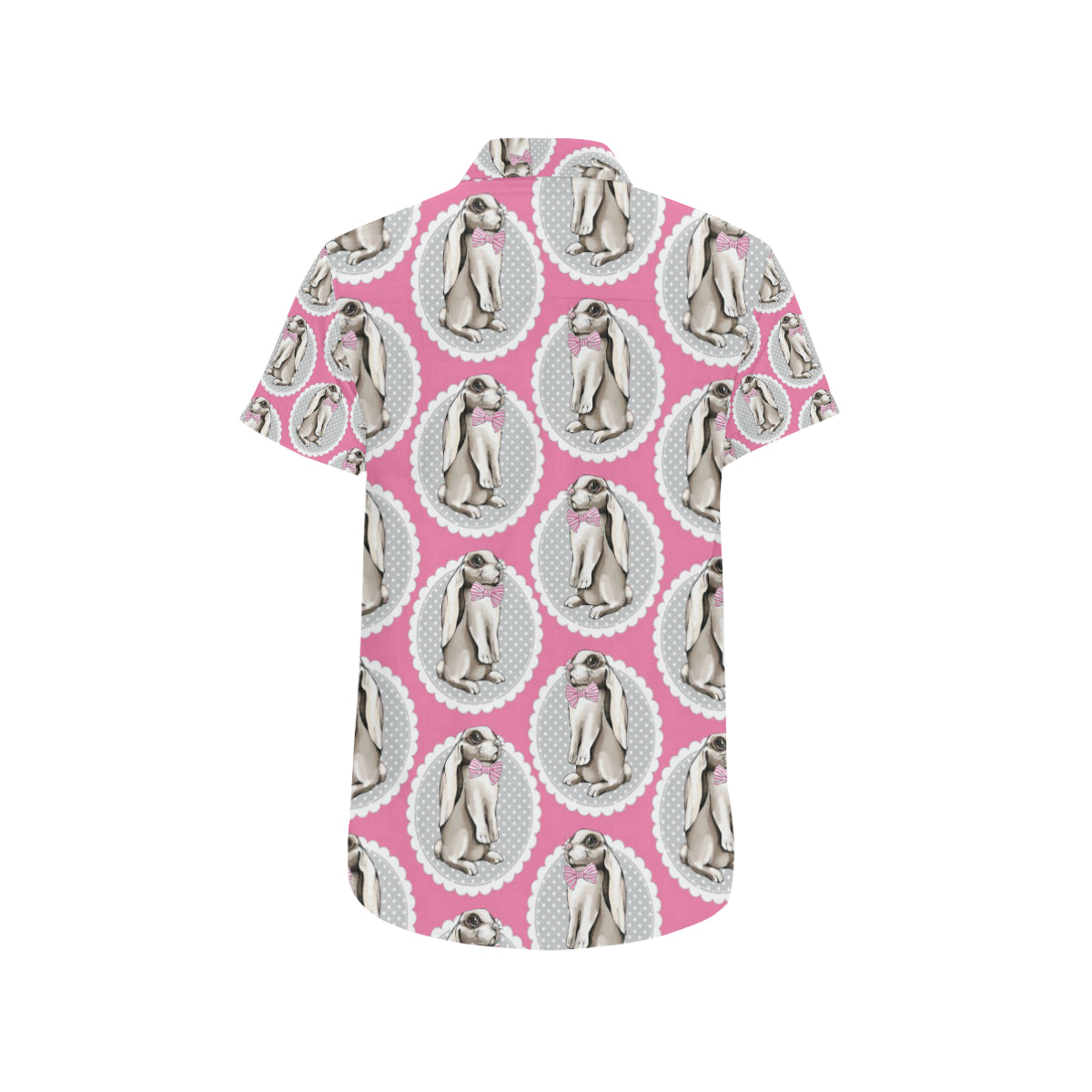 Rabbit Pattern Print Design RB019 Men's Short Sleeve Button Up Shirt
