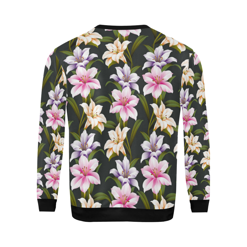 Lily Pattern Print Design LY01 Men Long Sleeve Sweatshirt
