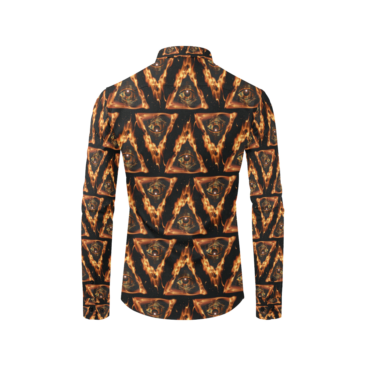 Eye of Horus in Flame Print Men's Long Sleeve Shirt