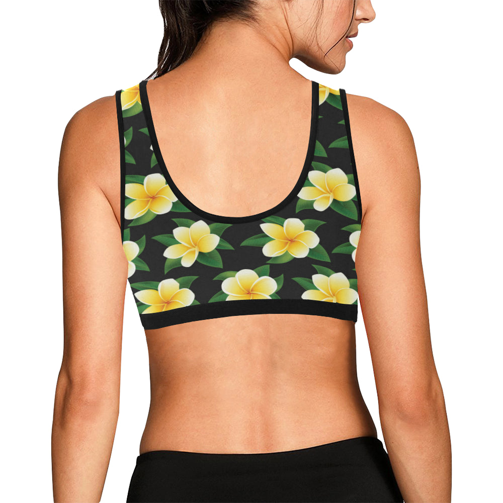 Plumeria Pattern Print Design A03 Sports Bra