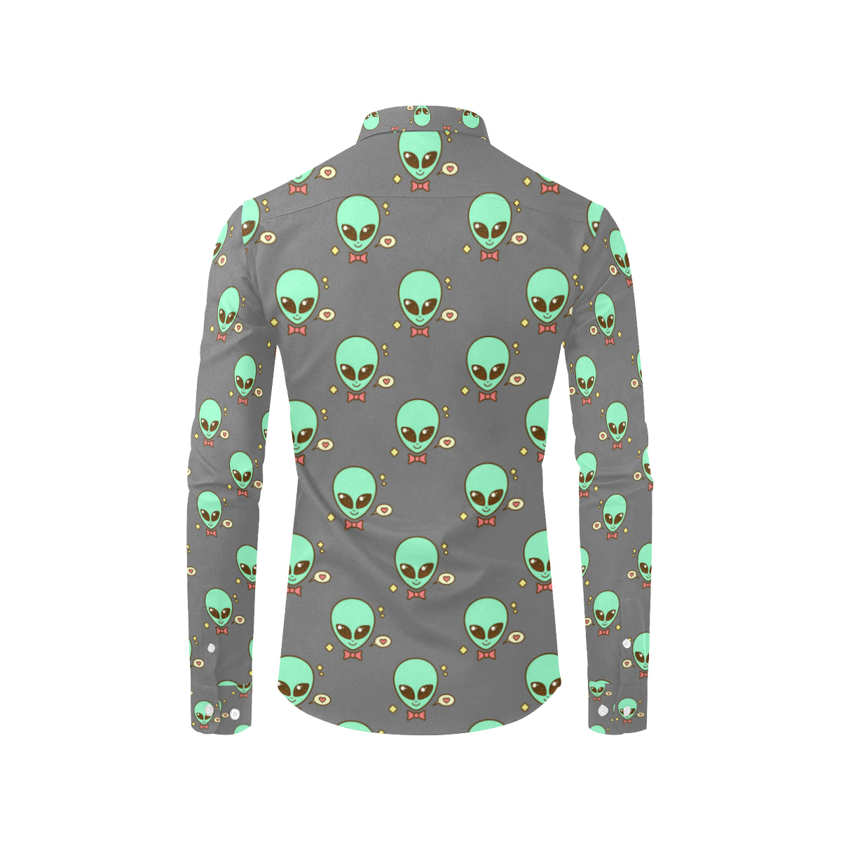 Alien Pattern Print Design 02 Men's Long Sleeve Shirt