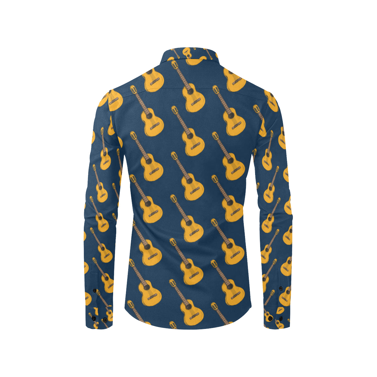 Acoustic Guitar Pattern Print Design 04 Men's Long Sleeve Shirt