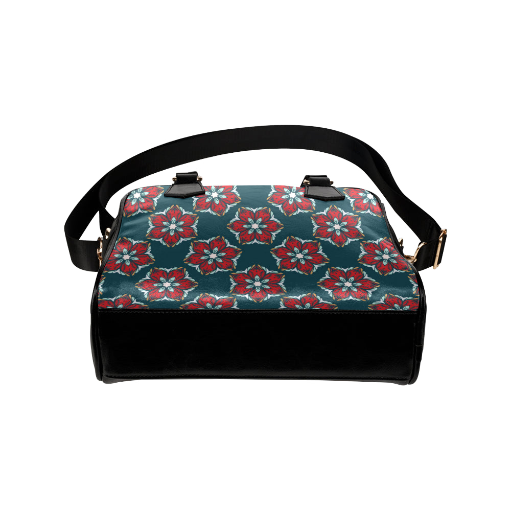 Poinsettia Pattern Print Design A03 Shoulder Handbag