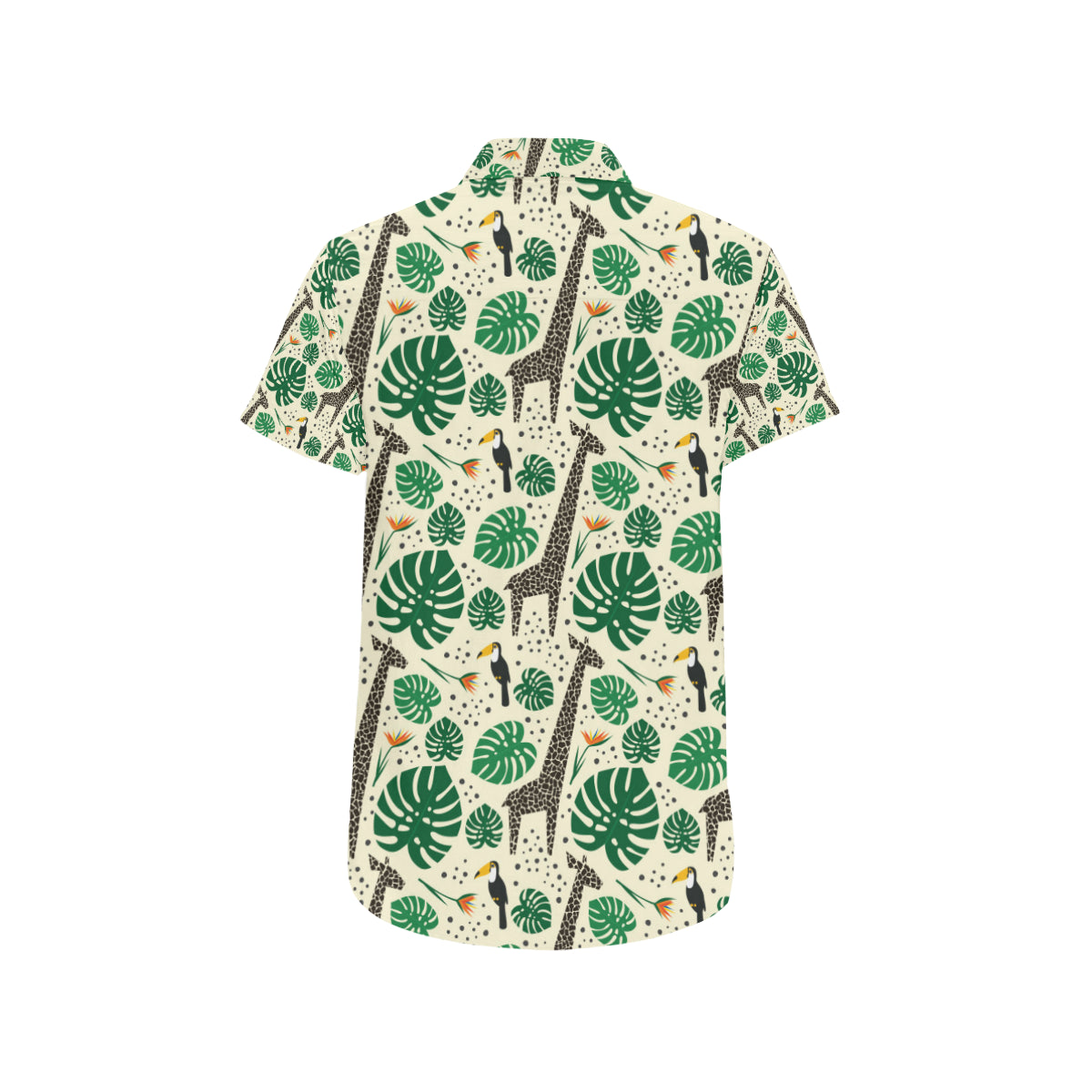 Rainforest Giraffe Pattern Print Design A02 Men's Short Sleeve Button Up Shirt
