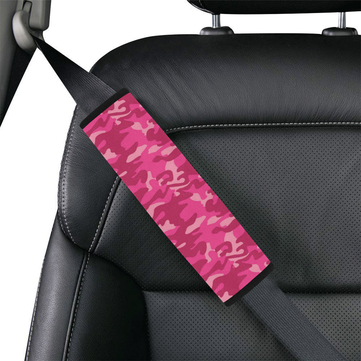 Camo Pink Pattern Print Design 01 Car Seat Belt Cover