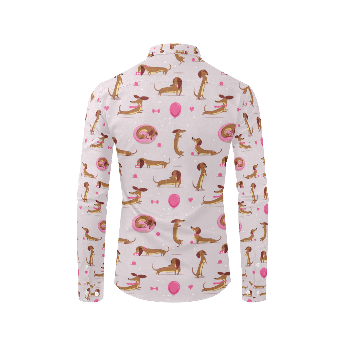 Dachshund Pattern Print Design 10 Men's Long Sleeve Shirt