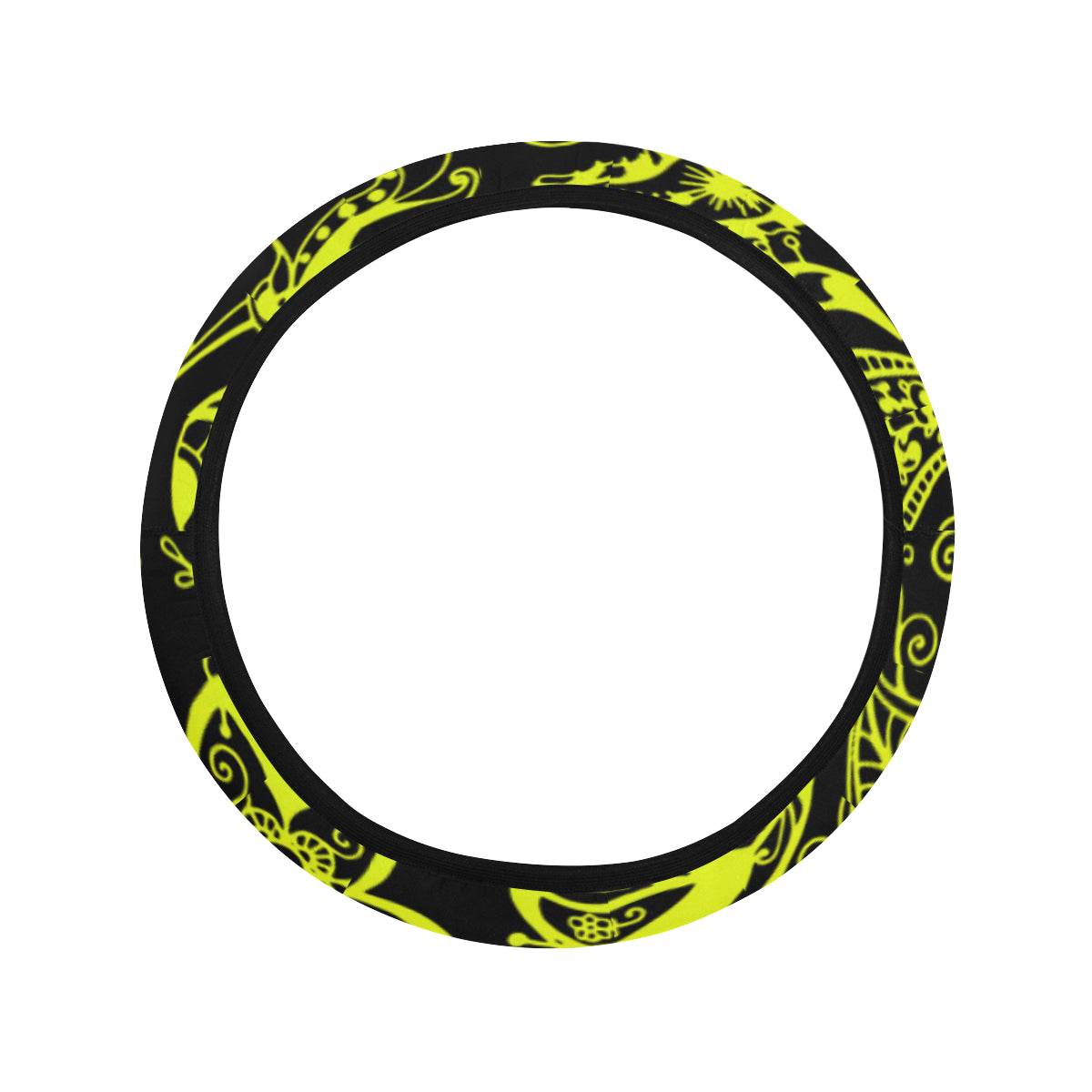 Paisley Green Design Print Steering Wheel Cover with Elastic Edge