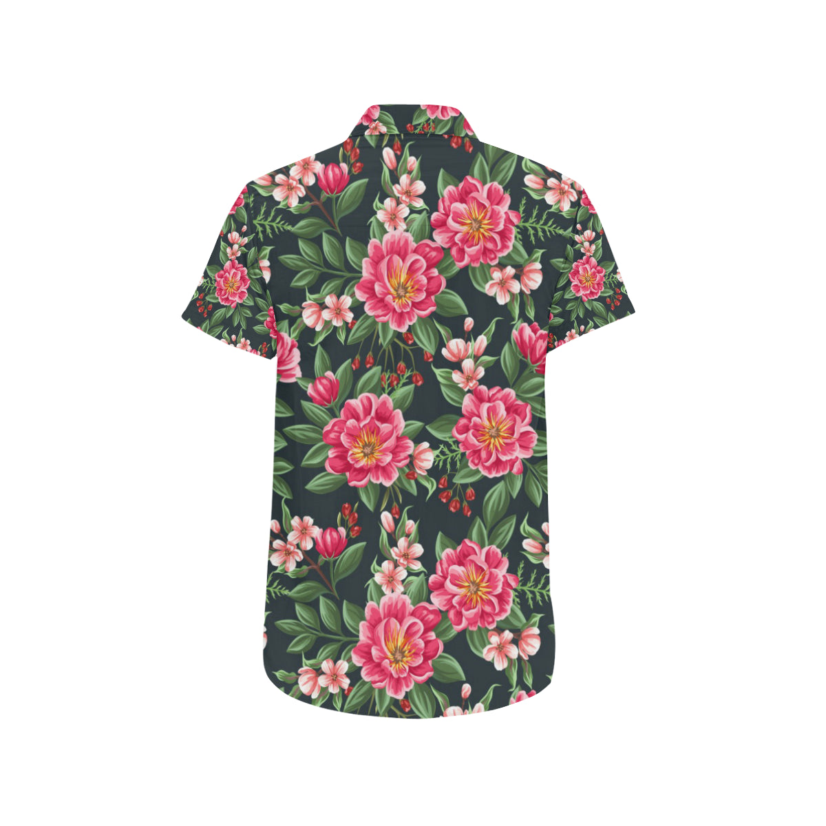 Summer Floral Pattern Print Design SF06 Men's Short Sleeve Button Up Shirt