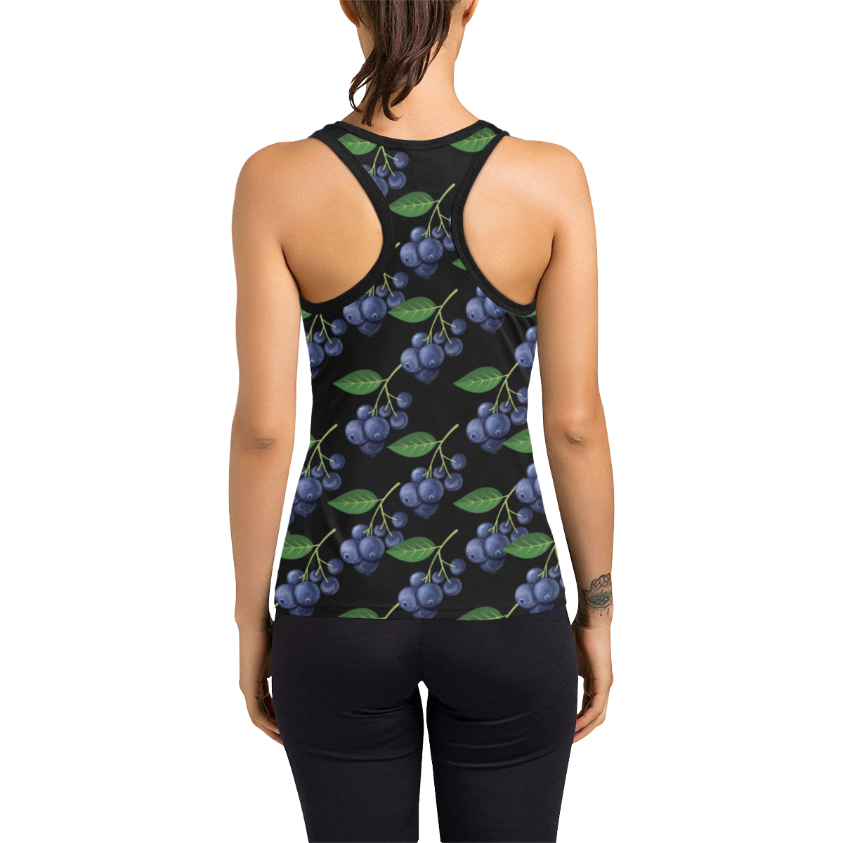 Blueberry Pattern Print Design BB01 Women's Racerback Tank Top