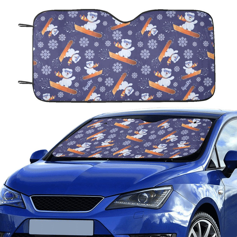 Snowboard Bear Print Design LKS305 Car front Windshield Sun Shade