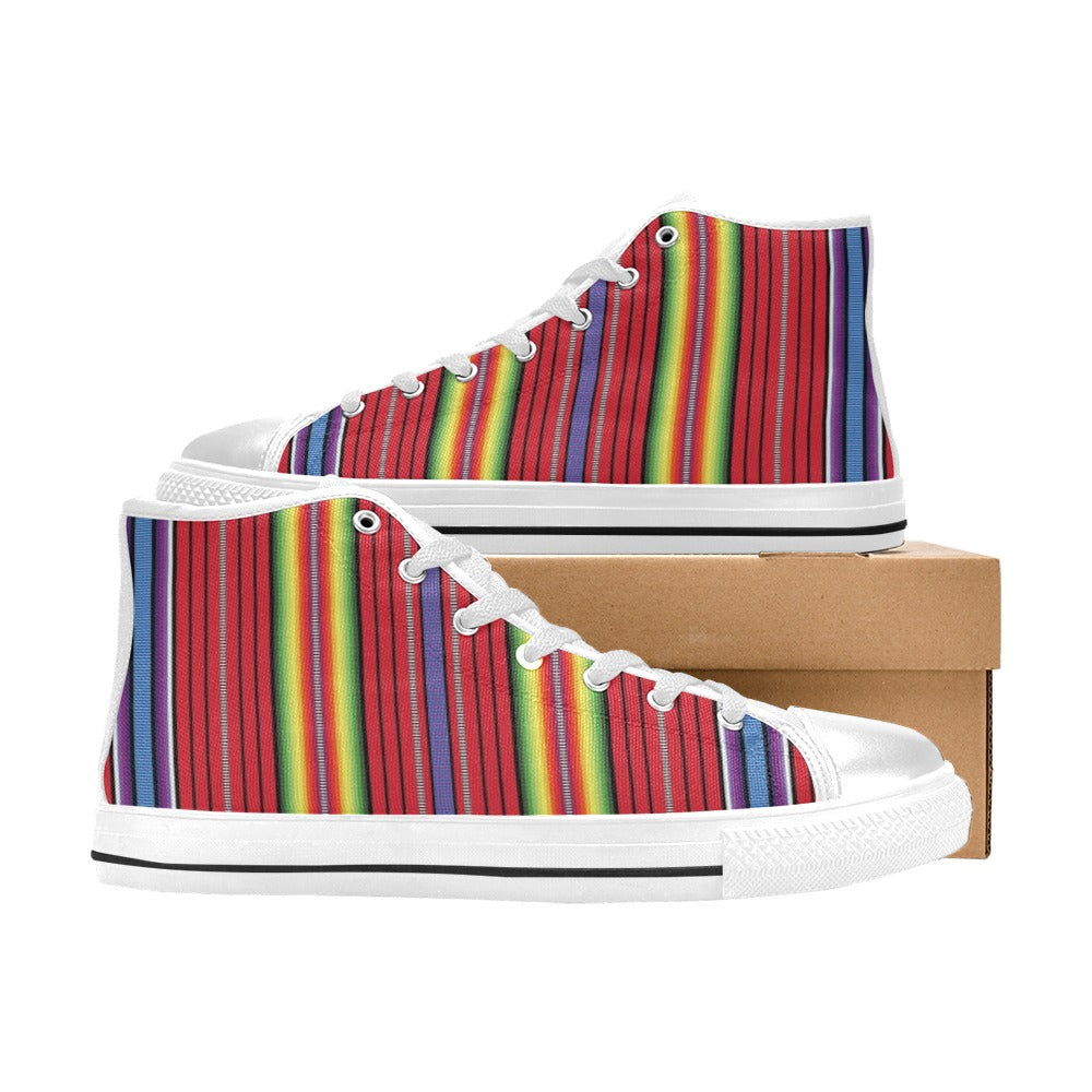 Serape Print Design LKS305 High Top Women's White Shoes