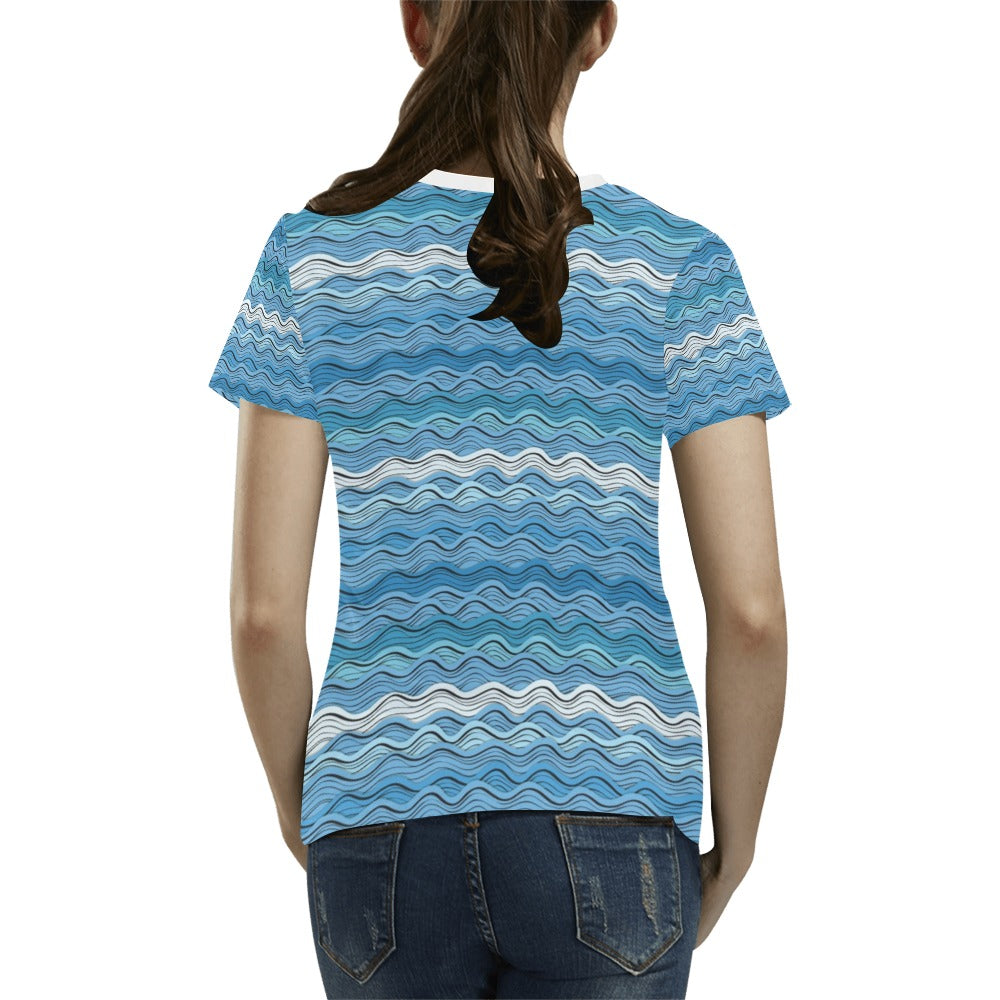 Wave Print Design LKS301 Women's T-shirt
