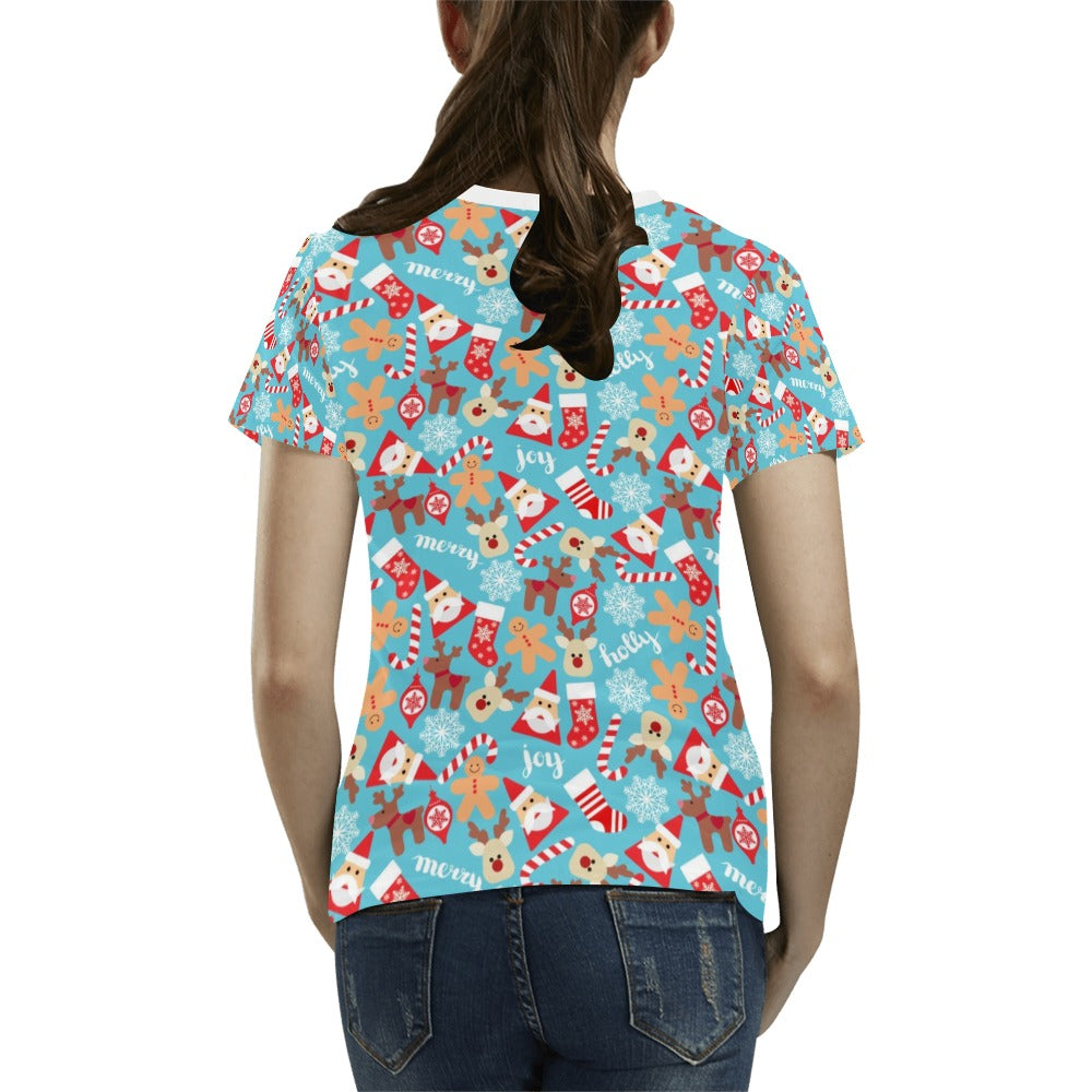 Santa Christmas Themed Print Design LKS306 Women's T-shirt
