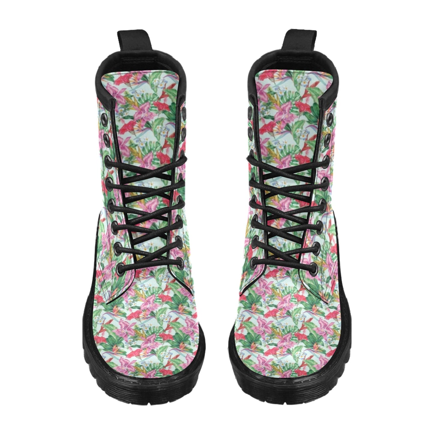 Tropical Flower Print Design LKS304 Women's Boots