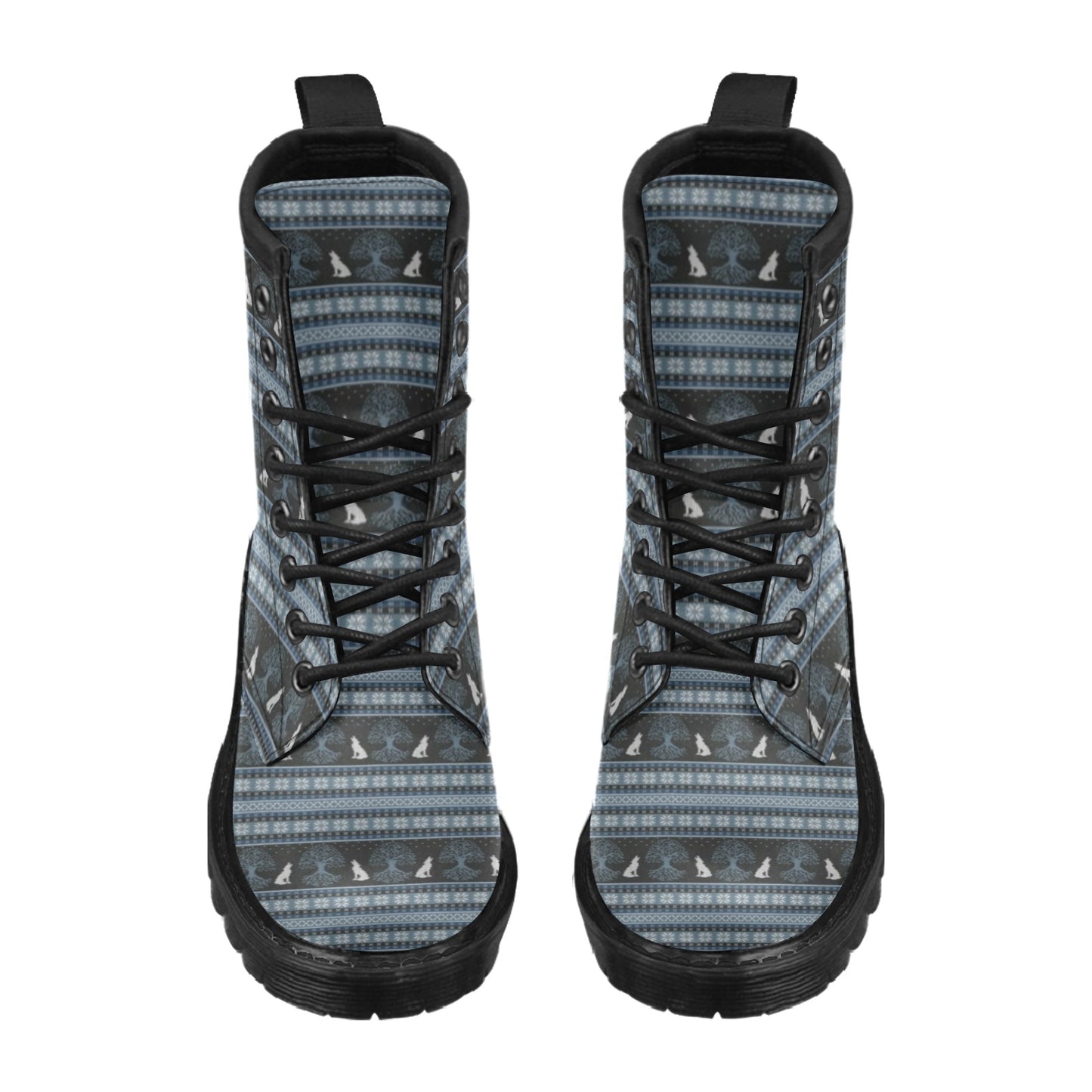 Wolf Tree of Life Knit Design Print Women's Boots