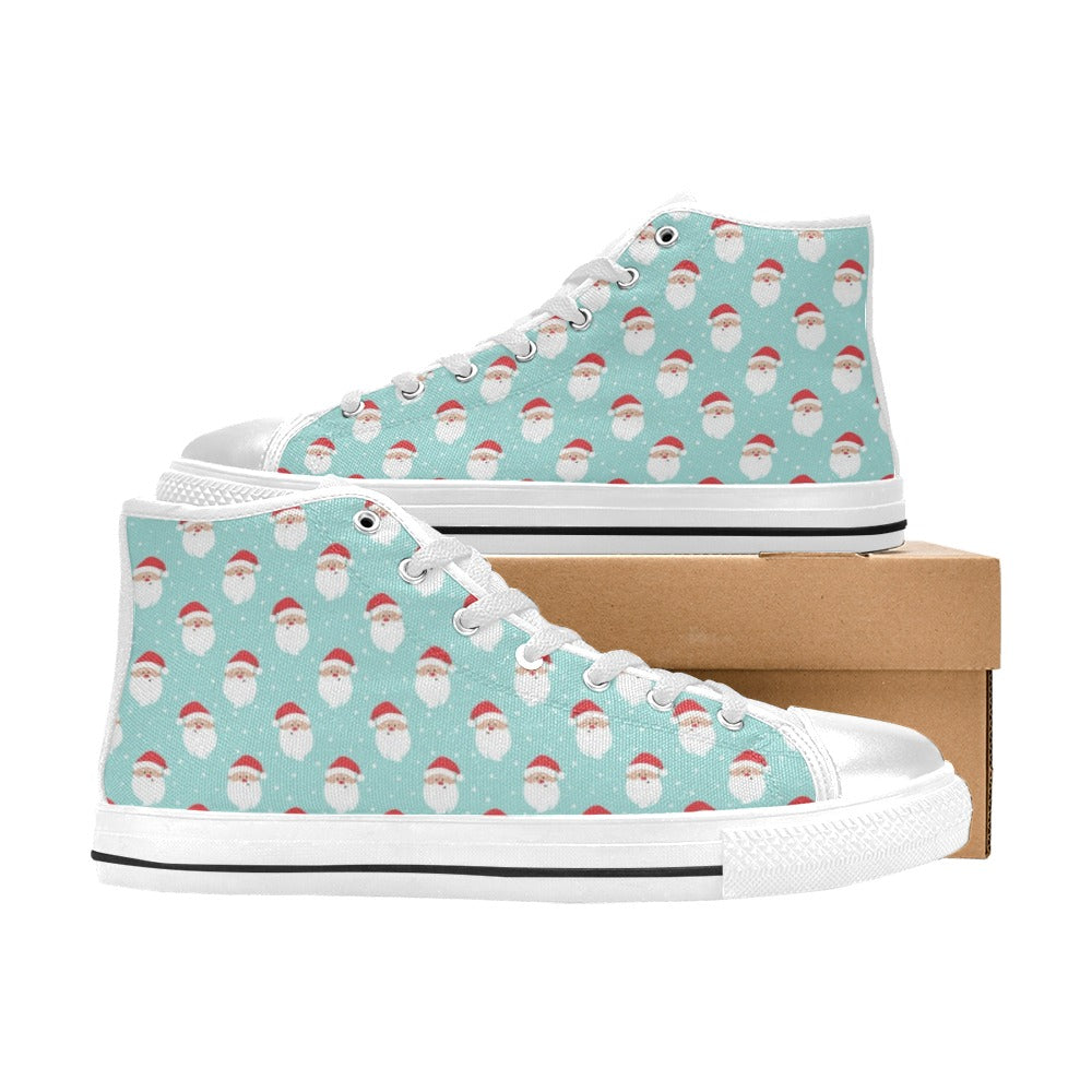 Santa Print Design LKS308 High Top Women's White Shoes