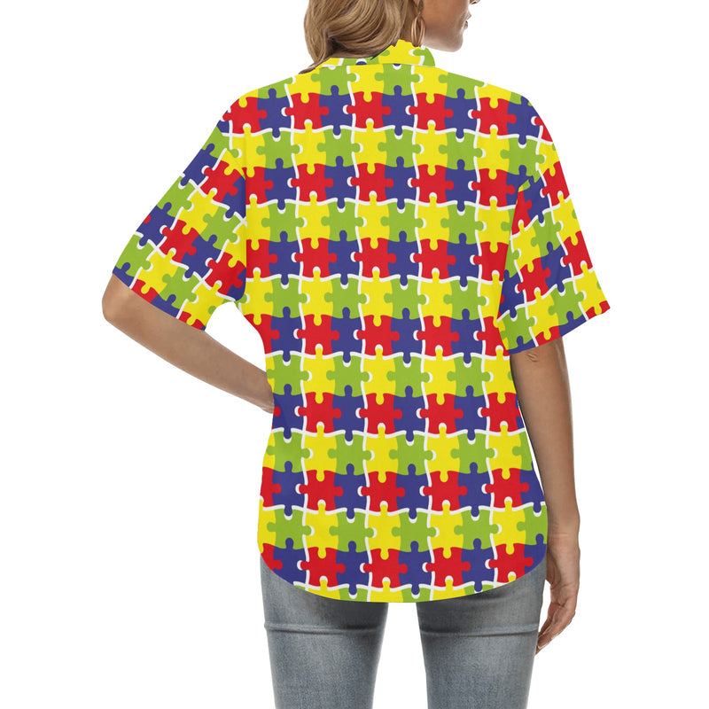 Autism Awareness Pattern Print Design 03 Women's Hawaiian Shirt