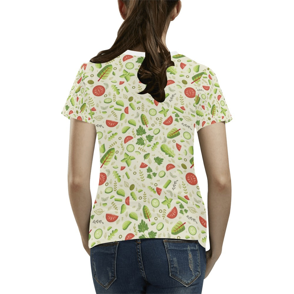 Salad Vegetable Print Design LKS302 Women's T-shirt