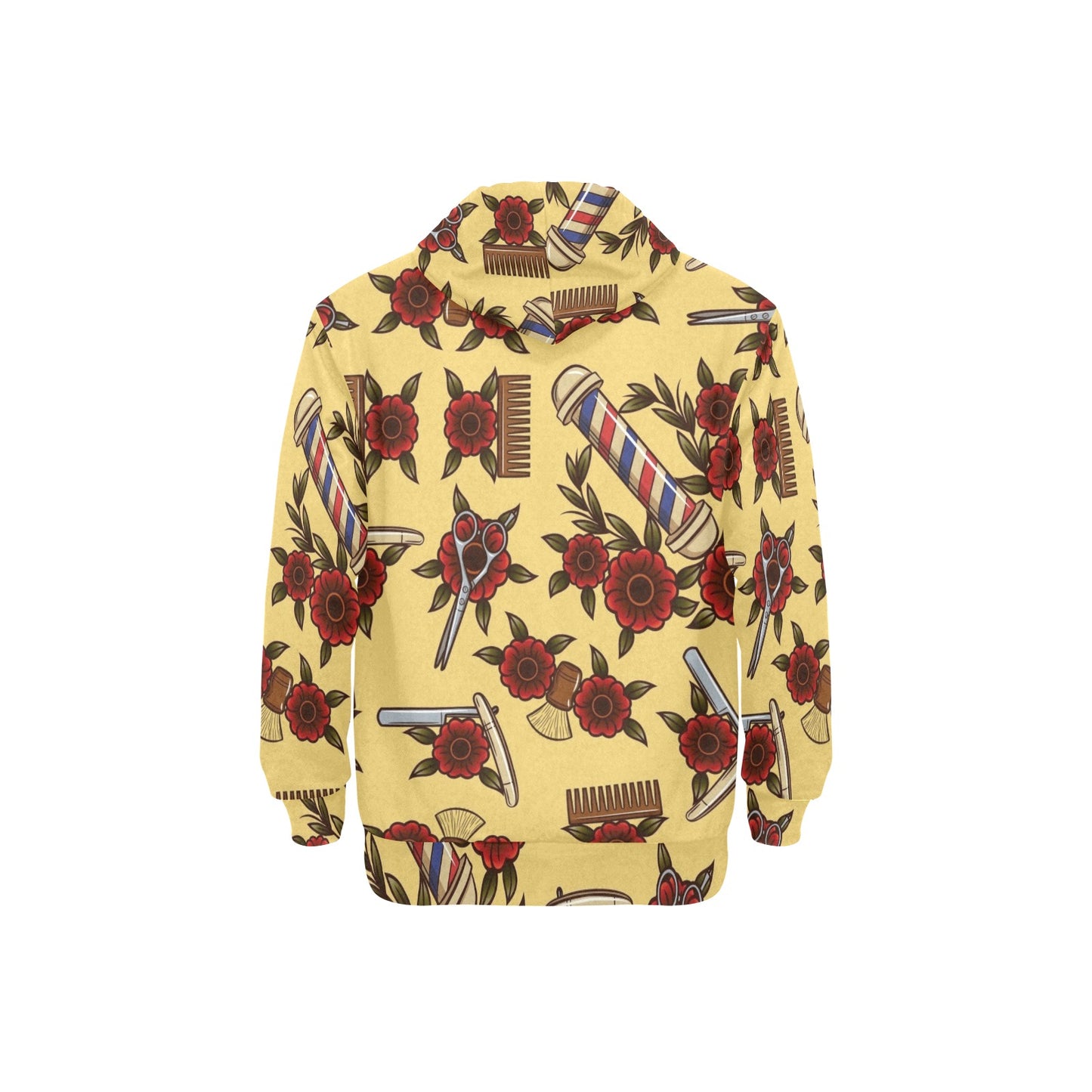 Barber Tattoo Style Design Print Pattern JJ005 Men's Pullover Hoodie