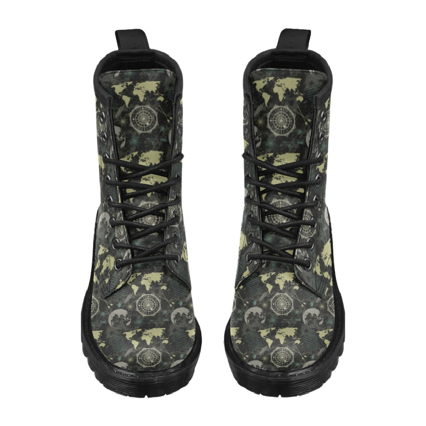 World Map Print Design LKS303 Women's Boots