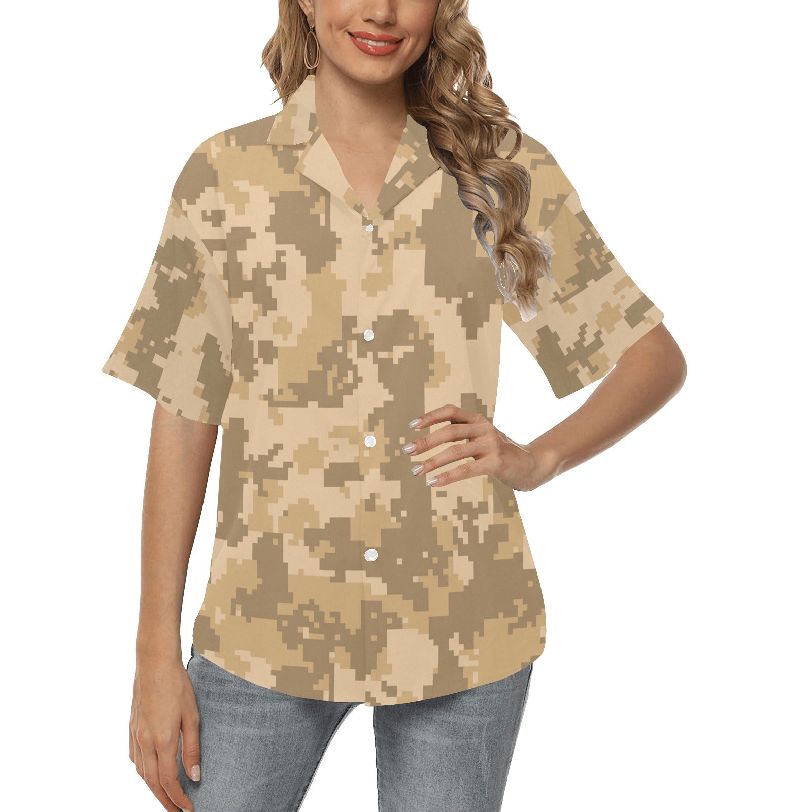 ACU Digital Desert Camouflage Women's Hawaiian Shirt
