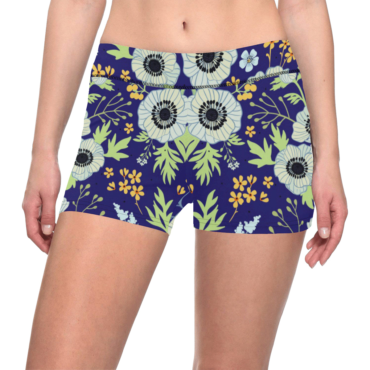 Anemone Pattern Print Design AM06 Yoga Shorts