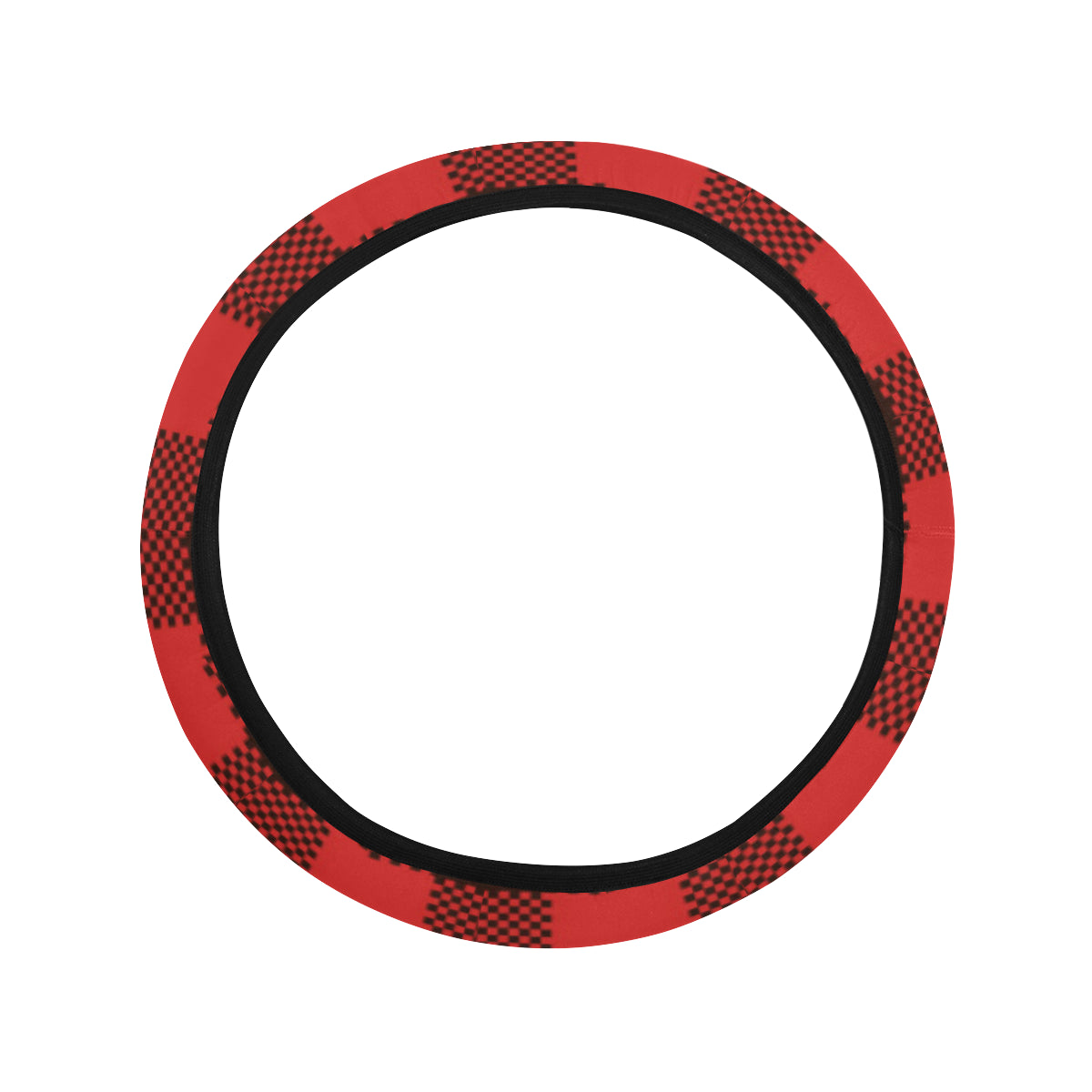 Buffalo check Red Pattern Print Design 05 Steering Wheel Cover with Elastic Edge