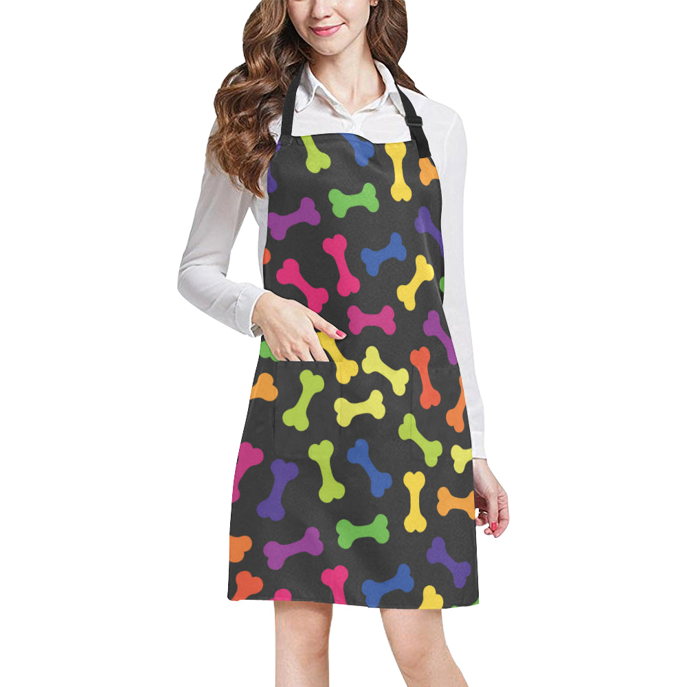 Dog Bone Neon Color Pattern Print Design 02 Apron with Pocket