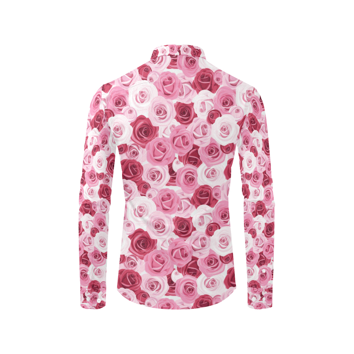 Pink Red Rose Pattern Print Men's Long Sleeve Shirt