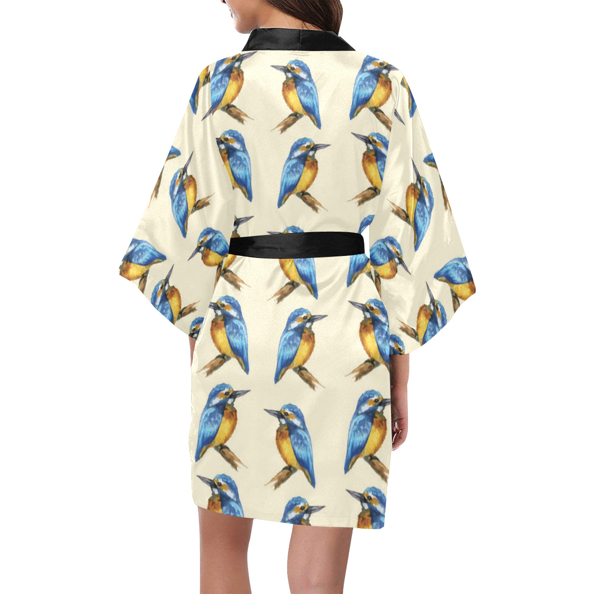 Kingfisher Pattern Print Design 01 Women's Short Kimono