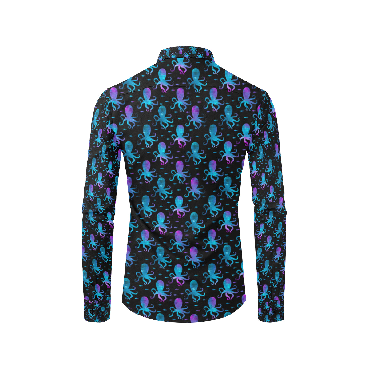 Octopus Blue Design Print Themed Men's Long Sleeve Shirt