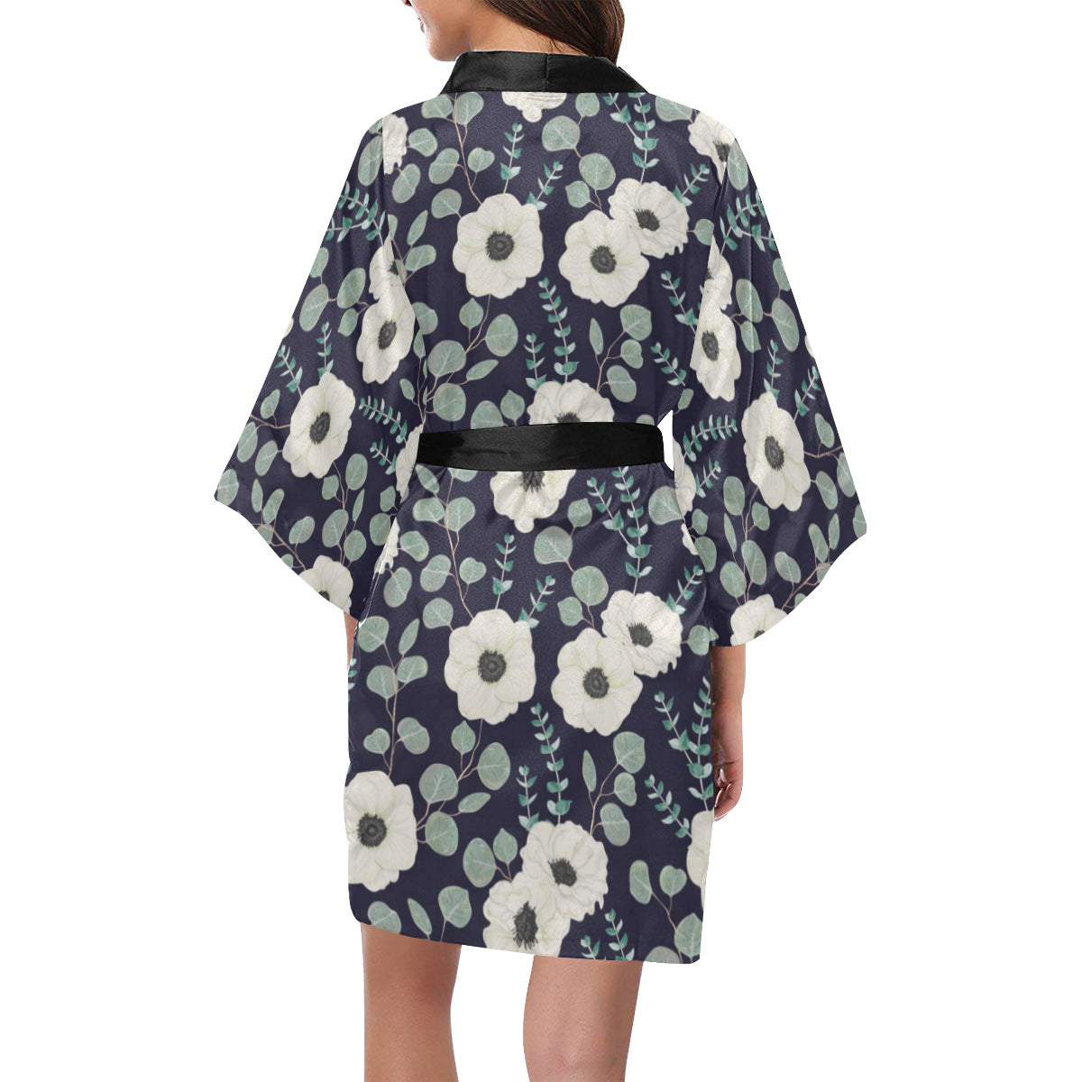 Anemone Pattern Print Design AM01 Women's Short Kimono