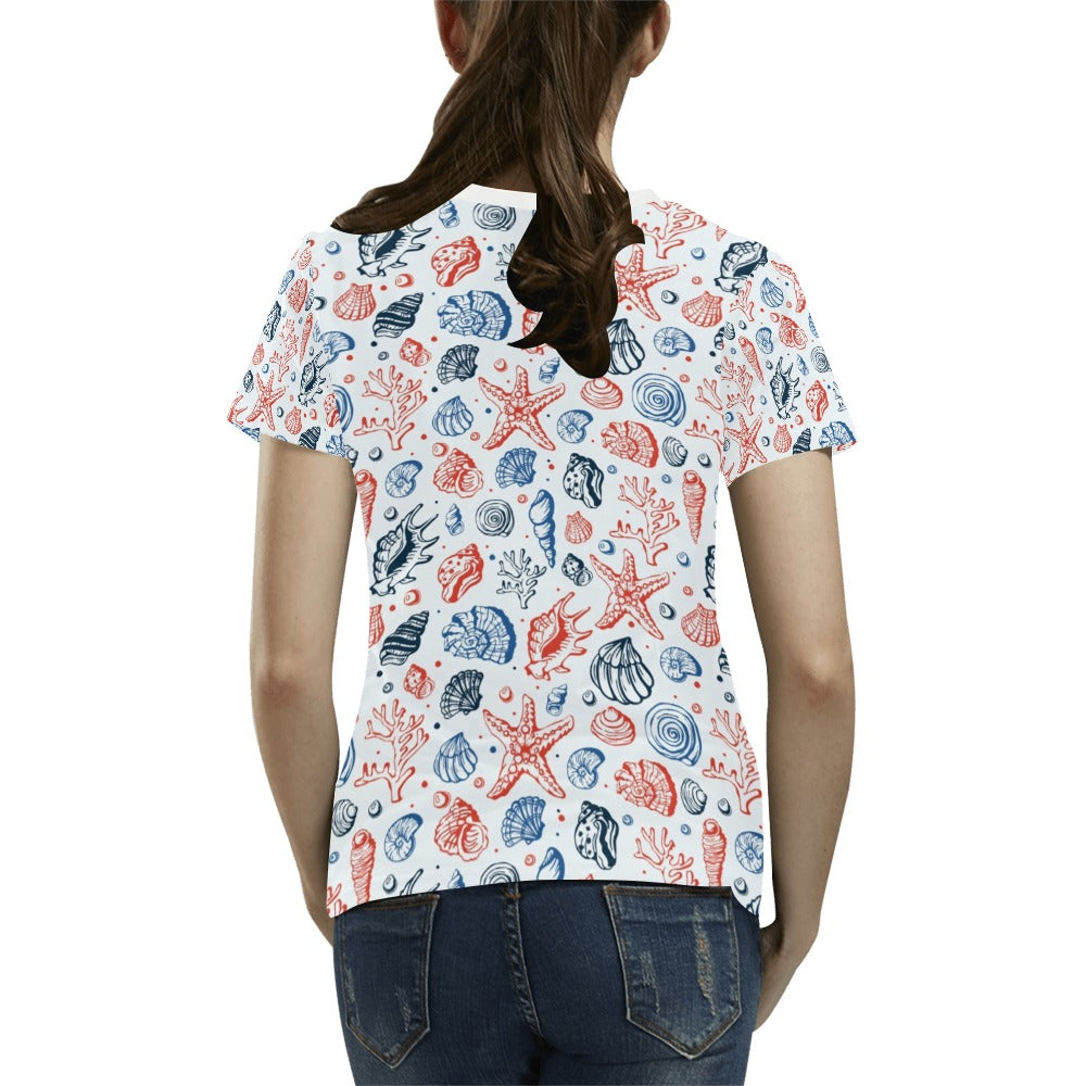 Seashell Print Design LKS307 Women's T-shirt