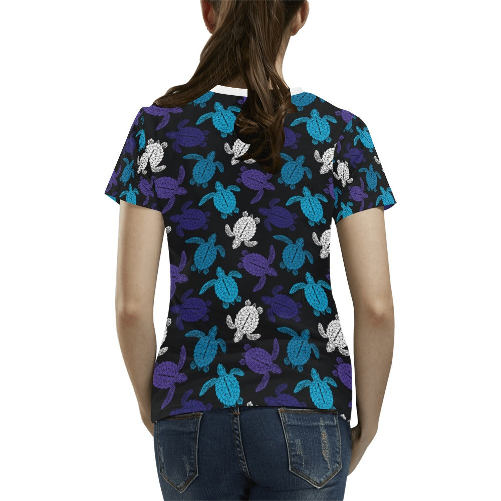 Sea Turtle Print Design LKS306 Women's T-shirt